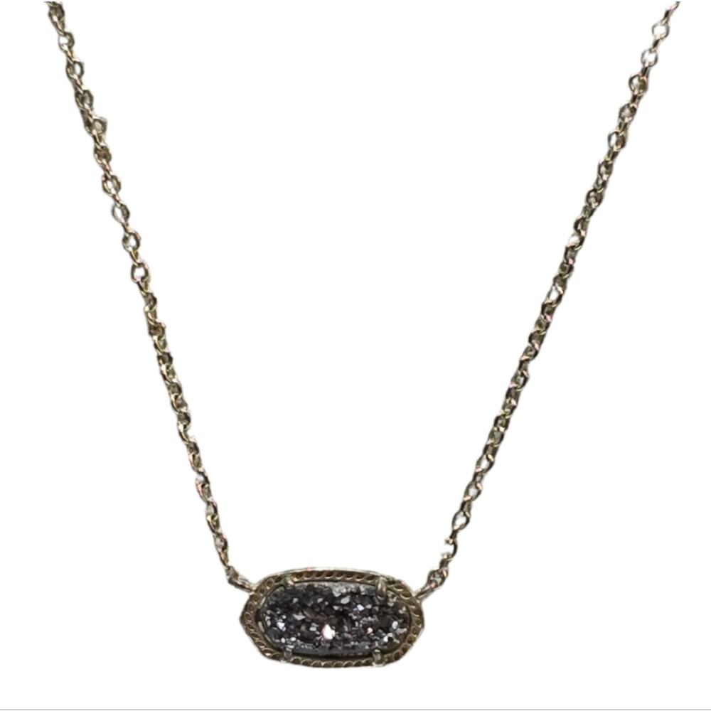 Kendra Scott Elisa Platinum Drusy and Gold Plated Pendant Necklace - Picture 2 of 6